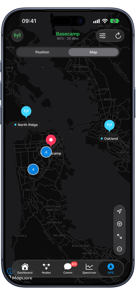 Cairn mesh map showing node positions