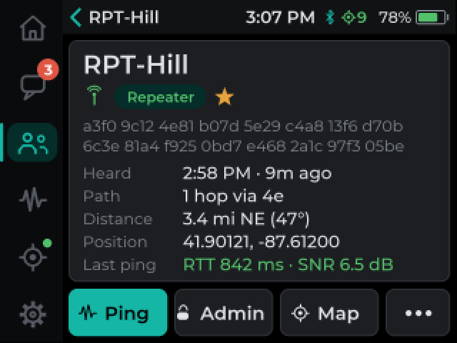 Cairn Node detail screen