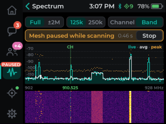 Cairn Band scan screen