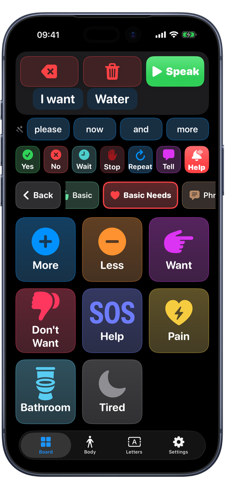 For Isaiah Basic Needs board in dark mode